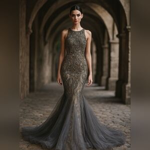 Wedding prom handbeaded gown made in Europe